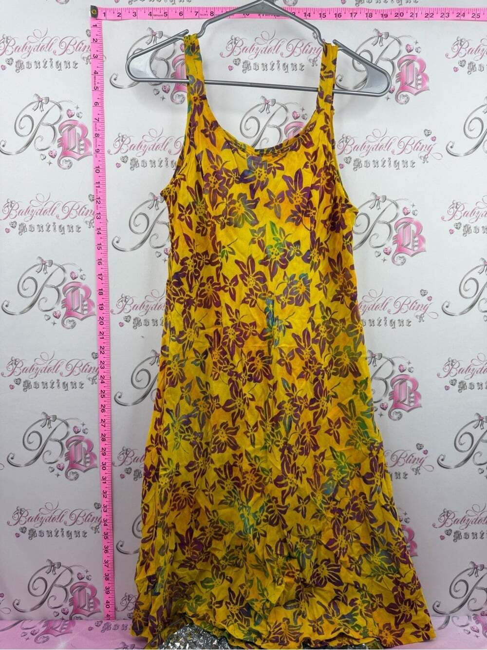 Dress Hawaii tie dye flowers Yellow Floral Sleeveless Summer Dress